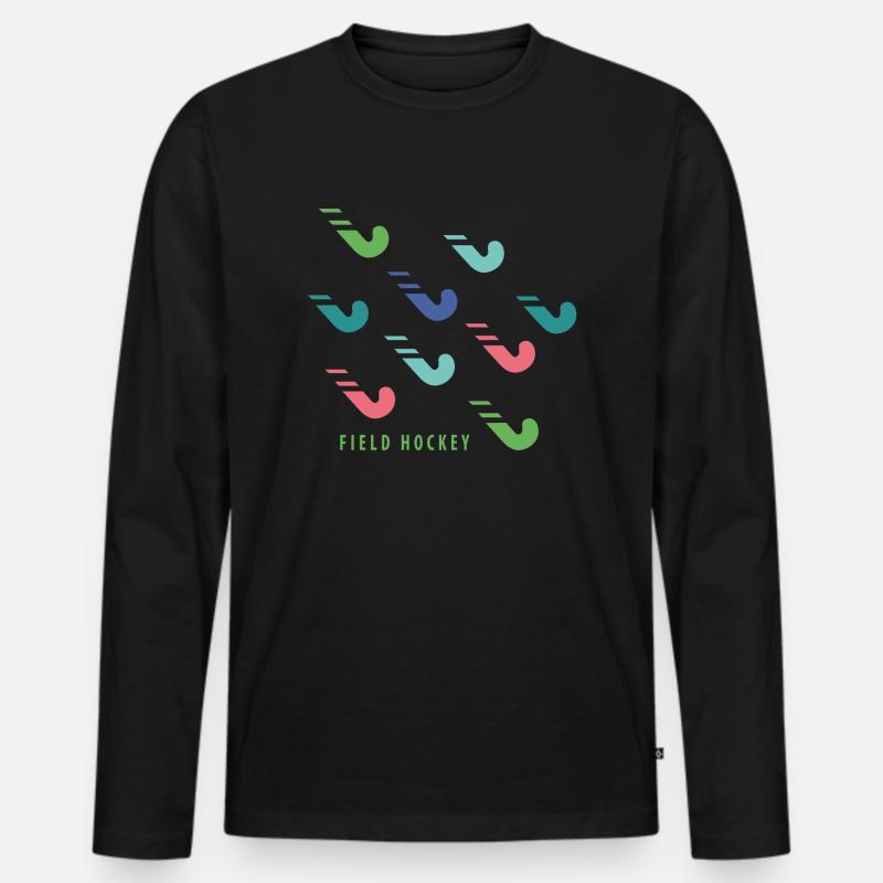 Hockeyschläger - Männer Premium Bio Langarmshirt - Schwarz