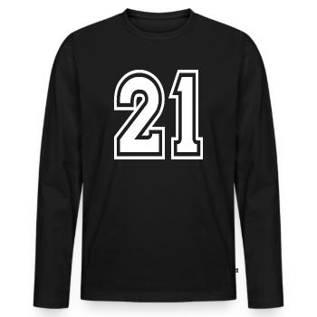 21 sport jersey number, jersey, 21 back number - Men's Premium Organic Long Sleeve Shirt - black - Front - Nico (187cm)