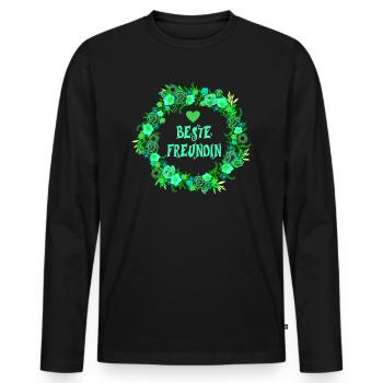 Meilleur ami - Fleurs de cœur - T-shirt manches longues Premium bio Homme - noir - Devant - Nico (187cm)