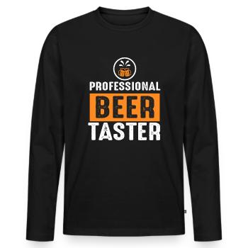 Beer slogan Professional Beer Taster - Men's Premium Organic Long Sleeve Shirt - black - Front - Nico (187cm)