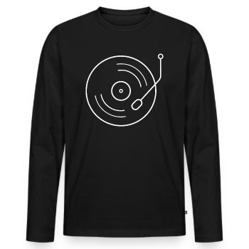 Turntable Vinyl - Men's Premium Organic Long Sleeve Shirt - black - Front - Nico (187cm)