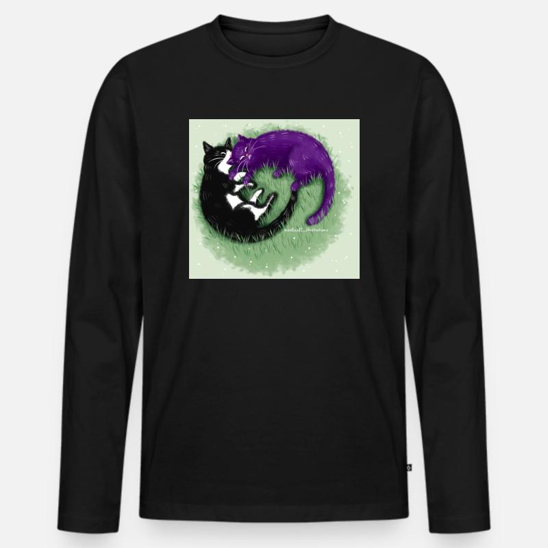 Ying Yang Katzen - Männer Premium Bio Langarmshirt - Schwarz