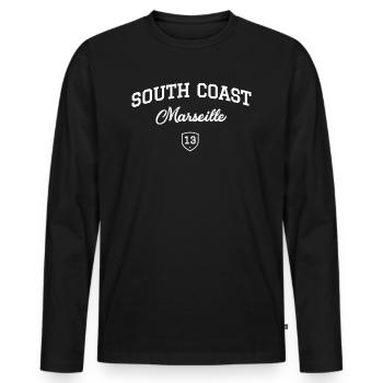 SOUTH COAST Marseille 13 - T-shirt manches longues Premium bio Homme - noir - Devant - Nico (187cm)