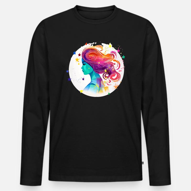 Amo Wassermann - Männer Premium Bio Langarmshirt - Schwarz
