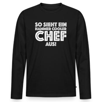 So sieht ein Hammer Cooler Chef aus | Business - Männer Premium Bio Langarmshirt - Schwarz - Vorne - Nico (187cm)