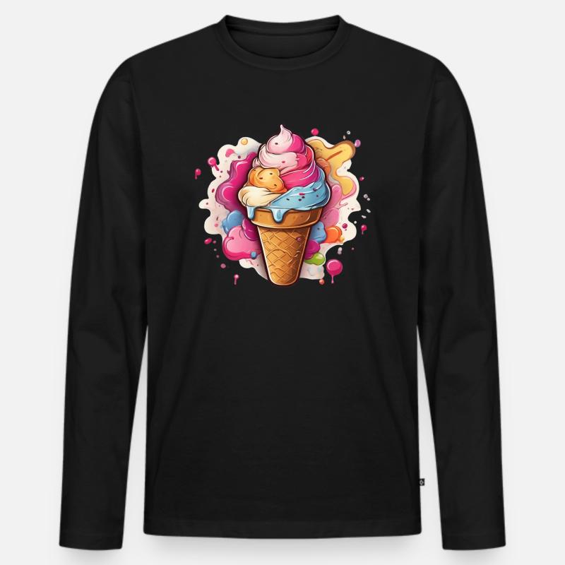 Leckeres buntes Softeis - Männer Premium Bio Langarmshirt - Schwarz