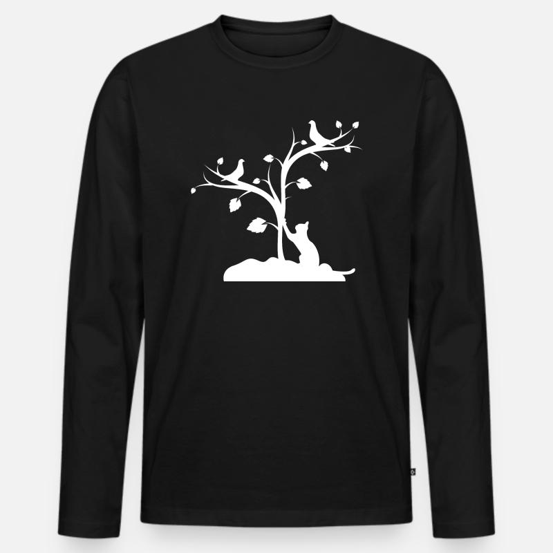 Katze - Männer Premium Bio Langarmshirt - Schwarz