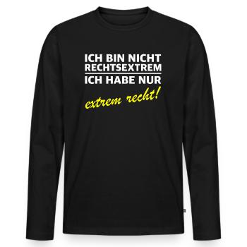 Ich bin nicht rechtsextrem - Männer Premium Bio Langarmshirt - Schwarz - Vorne - Nico (187cm)