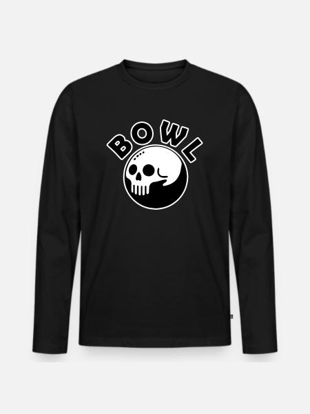 Kranium Bowling Kugle - Skål Design - Premium økologisk langærmet T-shirt til mænd - sort