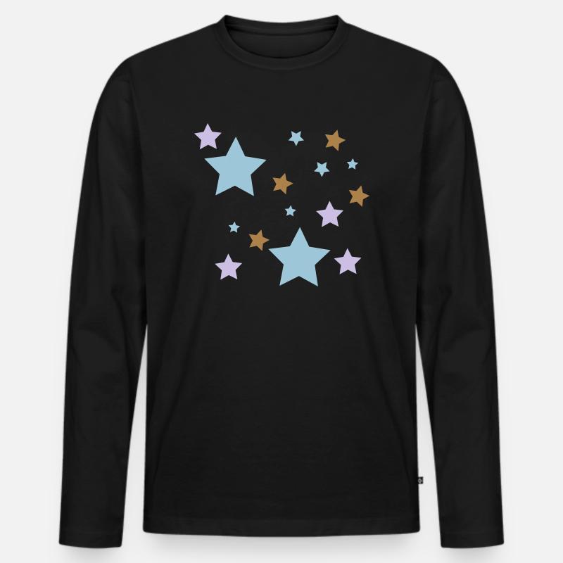 stars - Männer Premium Bio Langarmshirt - Schwarz