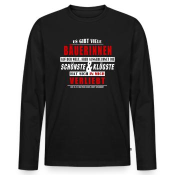 In Mich Verliebt - Bäuerin Bauer - Männer Premium Bio Langarmshirt - Schwarz - Vorne - Nico (187cm)
