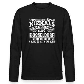 Der alte Mann aus DÜSSELDORF - Männer Premium Bio Langarmshirt - Schwarz - Vorne - Nico (187cm)