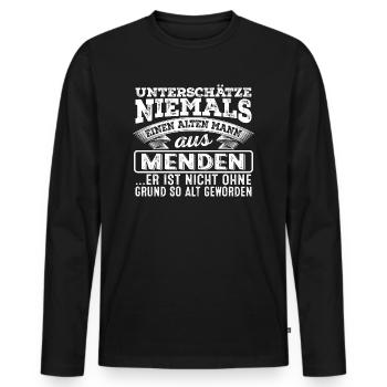 Der alte Mann aus MENDEN - Männer Premium Bio Langarmshirt - Schwarz - Vorne - Nico (187cm)