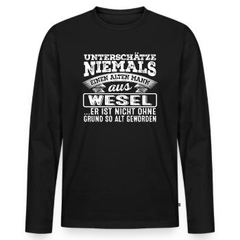 Der alte Mann aus WESEL - Männer Premium Bio Langarmshirt - Schwarz - Vorne - Nico (187cm)