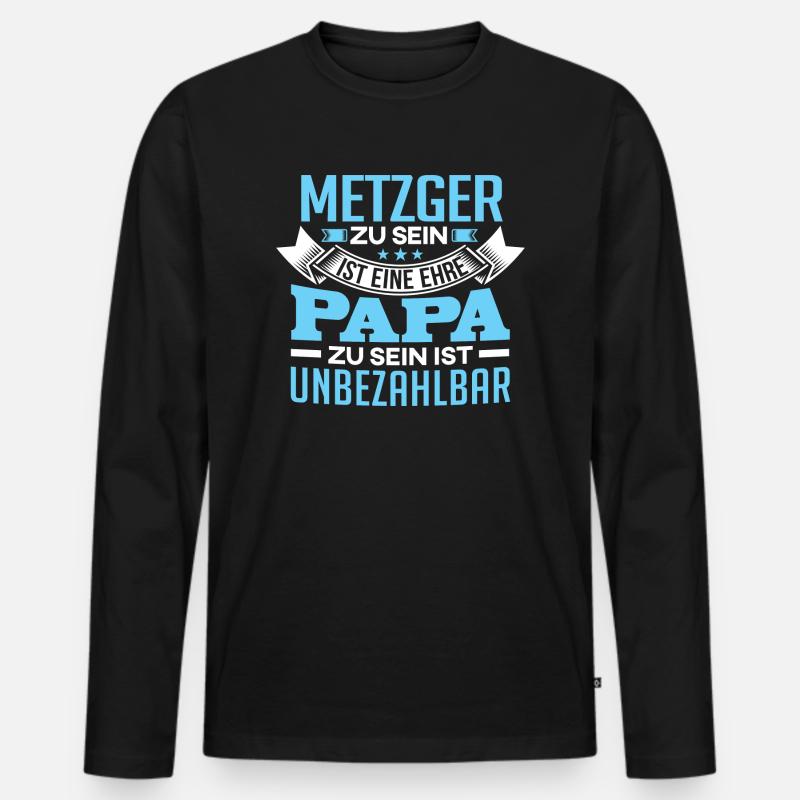METZGER und Papa - Männer Premium Bio Langarmshirt - Schwarz