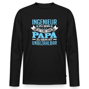 INGENIEUR und Papa - Männer Premium Bio Langarmshirt - Schwarz - Vorne - Nico (187cm)