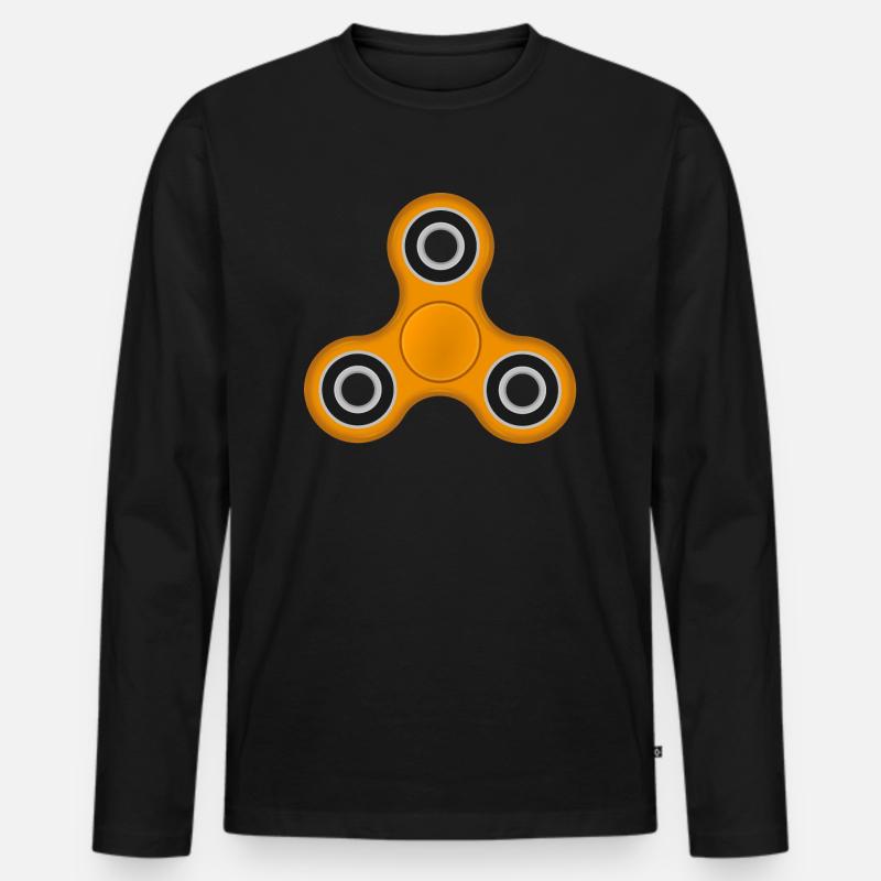Fidget Spinner orange - Männer Premium Bio Langarmshirt - Schwarz