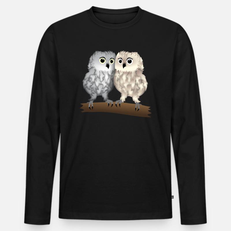 Eulen hell - Männer Premium Bio Langarmshirt - Schwarz