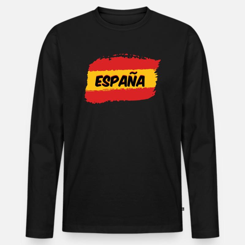 Spanische Flagge - Männer Premium Bio Langarmshirt - Schwarz