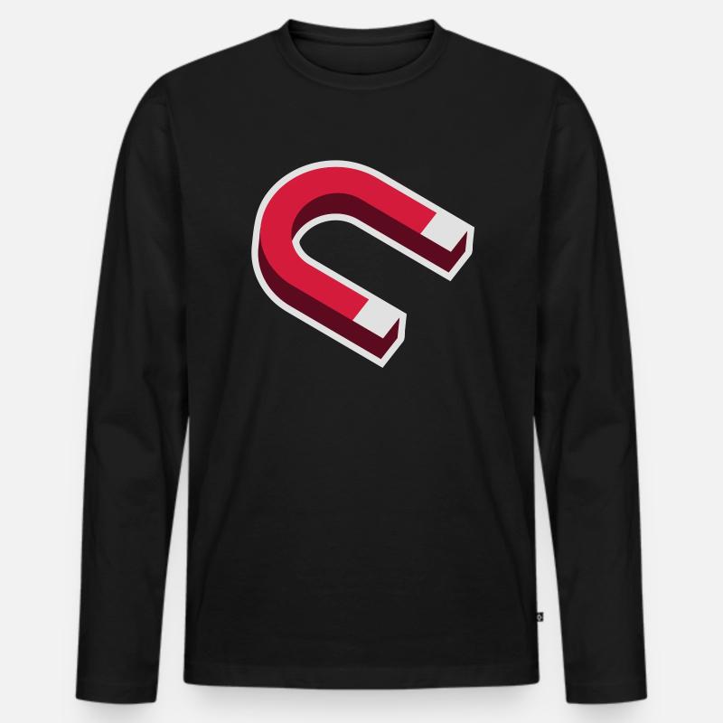 Magnet - Männer Premium Bio Langarmshirt - Schwarz