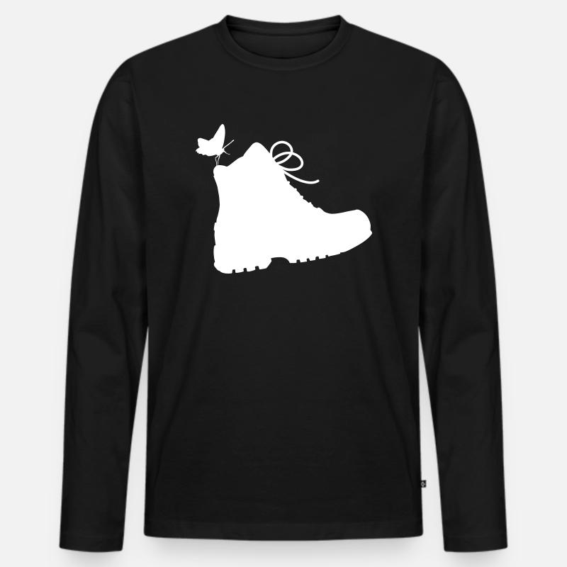 Wanderschuh - Männer Premium Bio Langarmshirt - Schwarz