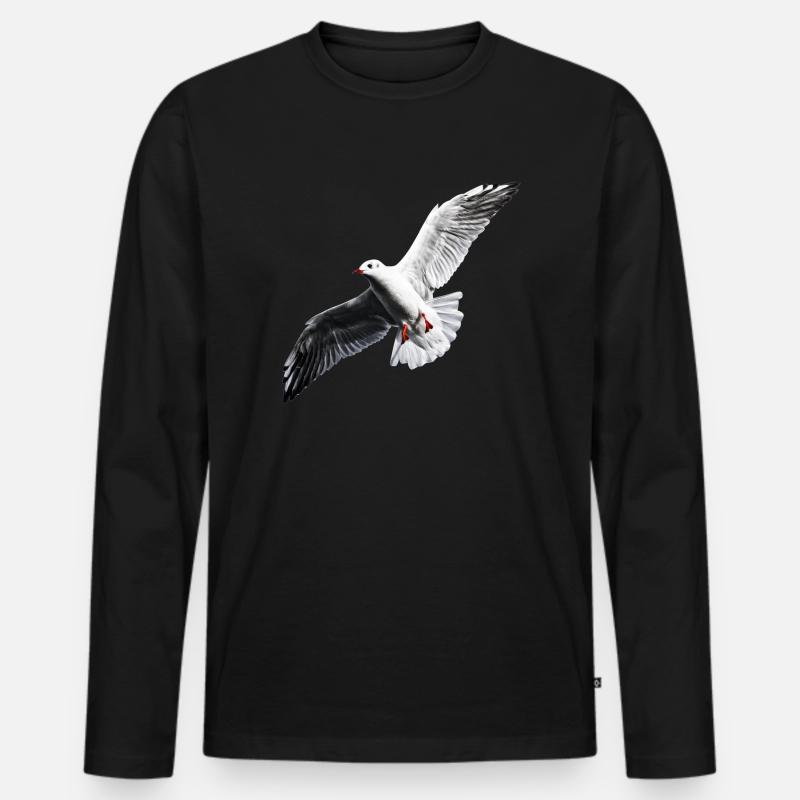 Möwe Shirt - Männer Premium Bio Langarmshirt - Schwarz