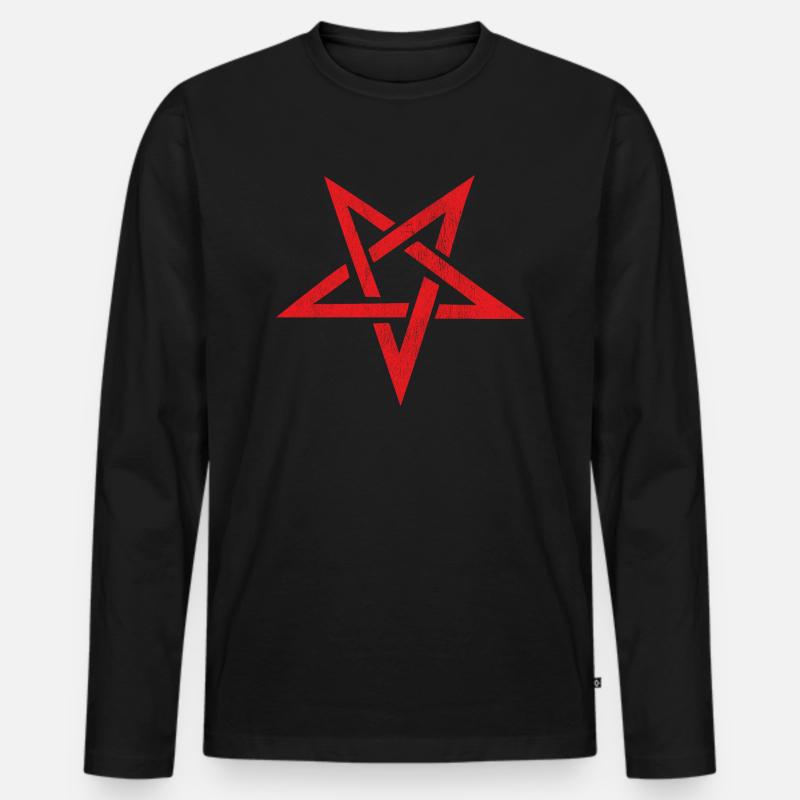 rotes pentragramm - Männer Premium Bio Langarmshirt - Schwarz