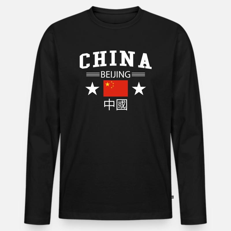 China - Männer Premium Bio Langarmshirt - Schwarz