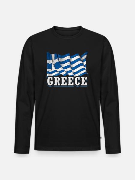 Greek flag - Men's Premium Organic Long Sleeve Shirt - black