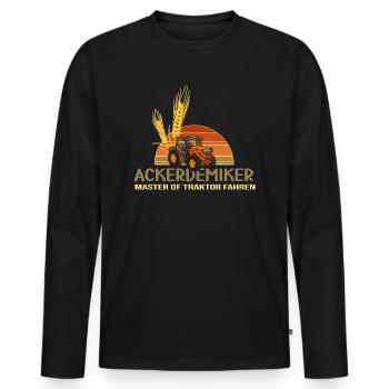 traktoren bauer acker traktor landwirtschaft ernte - Männer Premium Bio Langarmshirt - Schwarz - Vorne - Nico (187cm)
