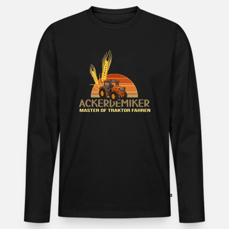 traktoren bauer acker traktor landwirtschaft ernte - Männer Premium Bio Langarmshirt - Schwarz
