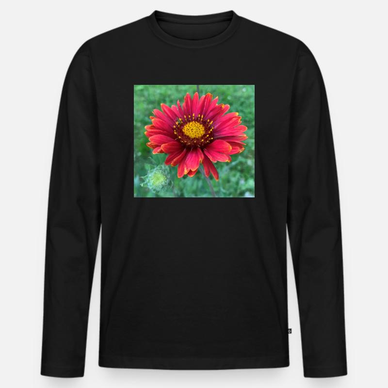 Blume mit Knospe - Männer Premium Bio Langarmshirt - Schwarz