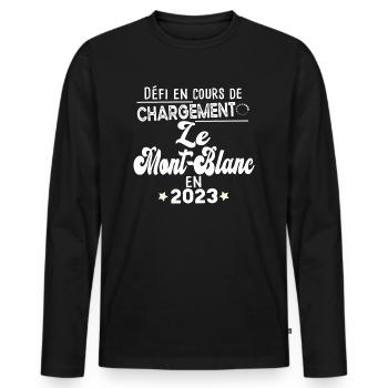 2023 Mont Blanc Montagne France Suisse Italie - T-shirt manches longues Premium bio Homme - noir - Devant - Nico (187cm)