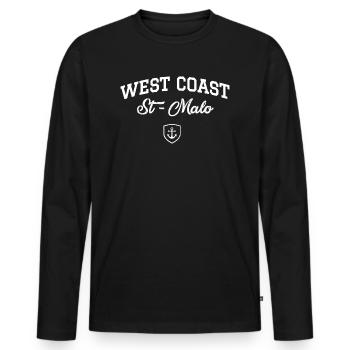 WEST COAST St-Malo ancre - T-shirt manches longues Premium bio Homme - noir - Devant - Nico (187cm)