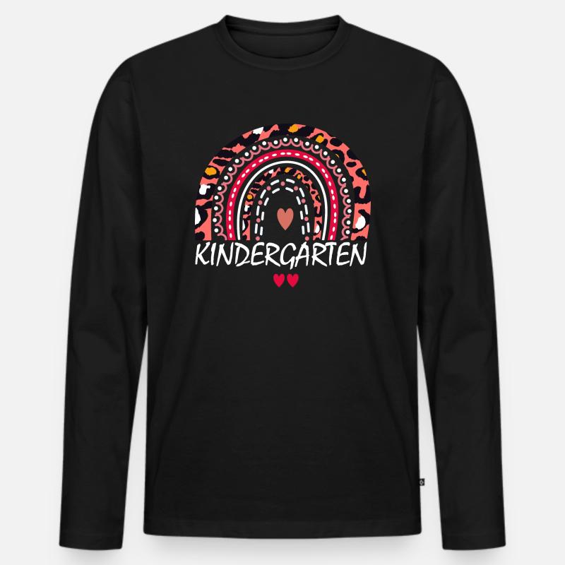 Boho Kindergarten Squad Geschenk - Männer Premium Bio Langarmshirt - Schwarz