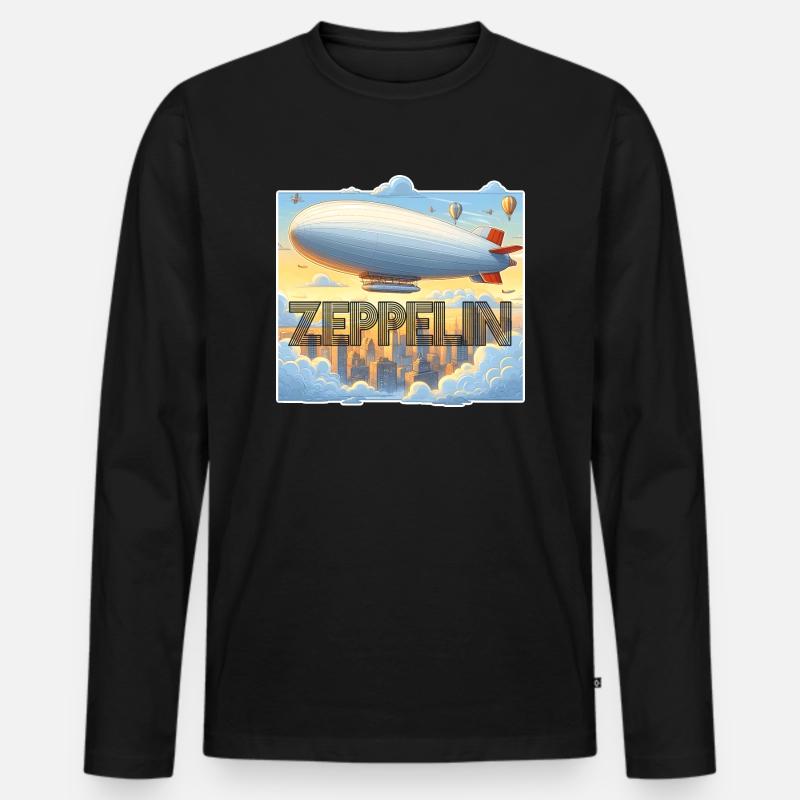 Zeppelin Luftschiff - Männer Premium Bio Langarmshirt - Schwarz