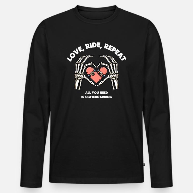 Liebe Skateboard - Männer Premium Bio Langarmshirt - Schwarz