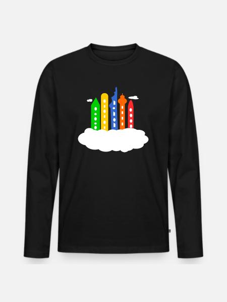 City in the clouds - Men's Premium Organic Long Sleeve Shirt - black