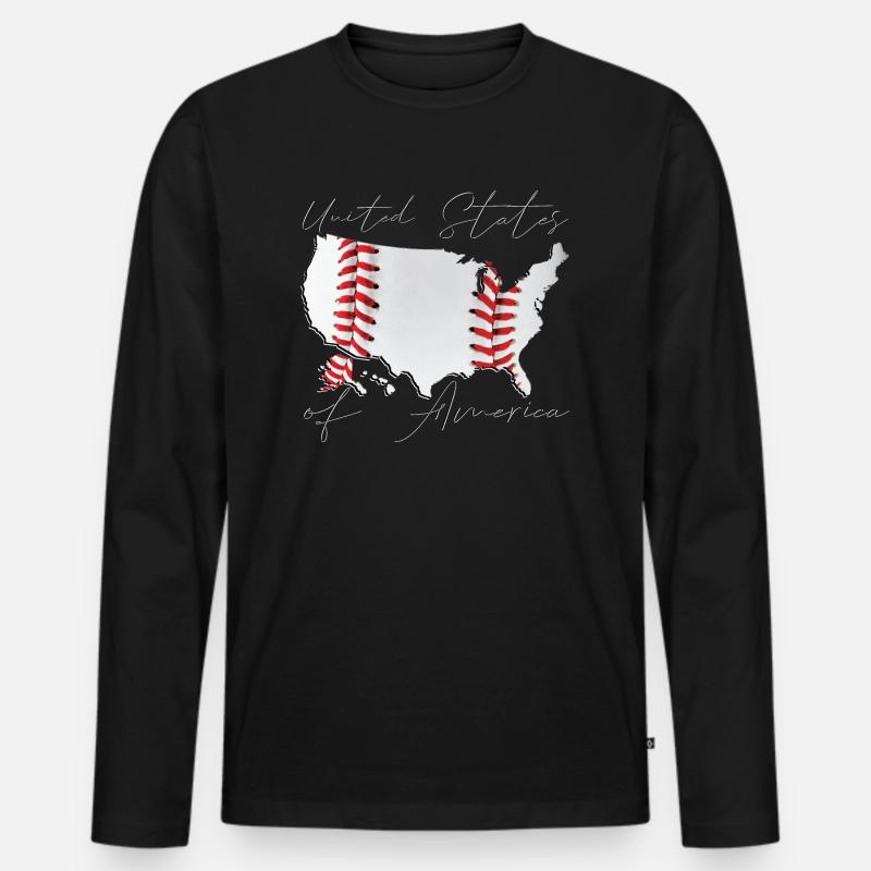 USA | echter Baseball | Landkarte Script - Männer Premium Bio Langarmshirt - Schwarz