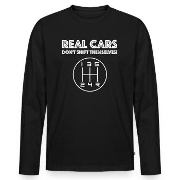 Les vraies voitures ne changent pas de vitesse toutes seules | Courir - T-shirt manches longues Premium bio Homme - noir - Devant - Nico (187cm)