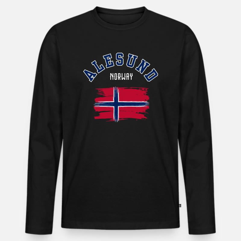 Ålesund, Norwegen - Männer Premium Bio Langarmshirt - Schwarz