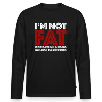 I'm Not Fat | Airbag, God, valuable - Men's Premium Organic Long Sleeve Shirt - black - Front - Nico (187cm)
