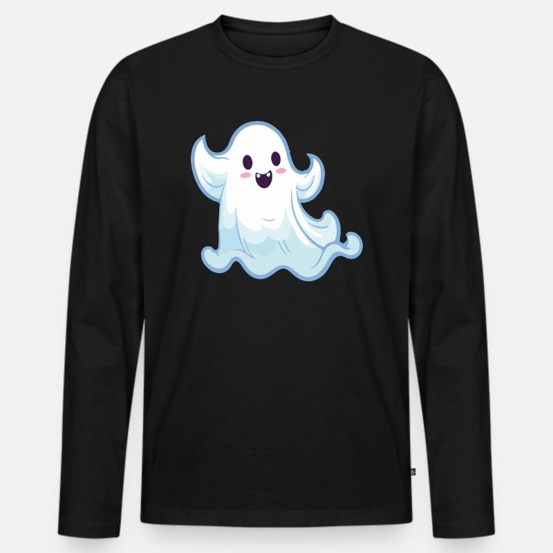 geist ghost cartoon - Männer Premium Bio Langarmshirt - Schwarz