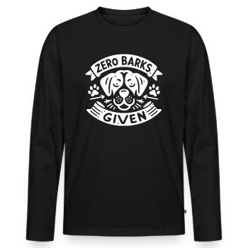 Zero Barks Given - Men's Premium Organic Long Sleeve Shirt - black - Front - Nico (187cm)