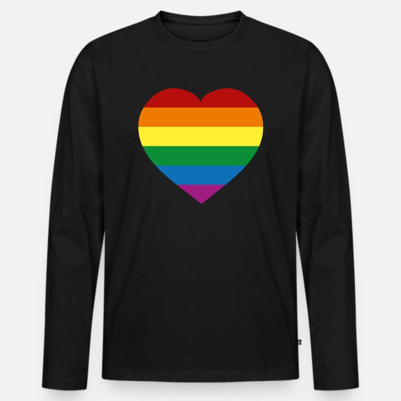 Rainbow Flag :) - Männer Premium Bio Langarmshirt - Schwarz