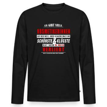 Kosmetikerin - In Mich Verliebt - Männer Premium Bio Langarmshirt - Schwarz - Vorne - Nico (187cm)