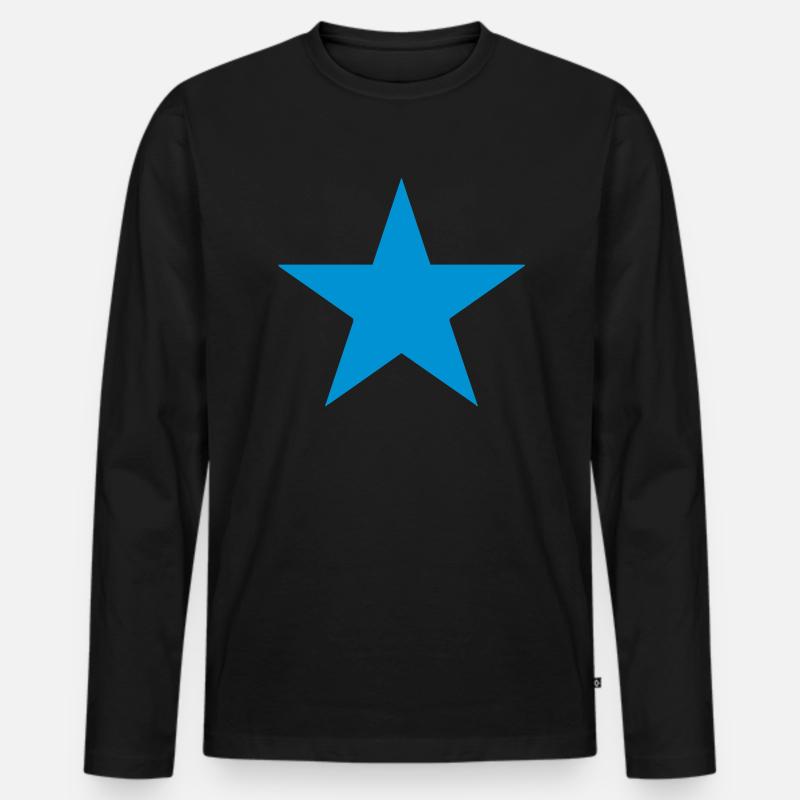 Stern blau - Männer Premium Bio Langarmshirt - Schwarz