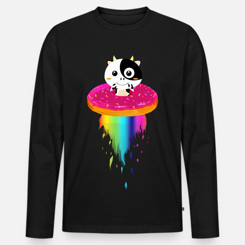Horni hebt ab_Donutraumschiff - Männer Premium Bio Langarmshirt - Schwarz