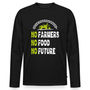 No Farmers No Food No Future - Men's Premium Organic Long Sleeve Shirt - black - Front - Nico (187cm)