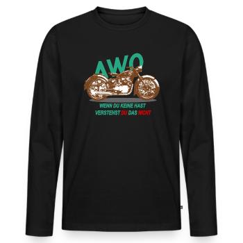 AWO 425 aus Suhl - Männer Premium Bio Langarmshirt - Schwarz - Vorne - Nico (187cm)